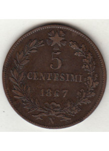 1867  5 Centesimi Zecca Napoli  Vittorio Emanuele II MB